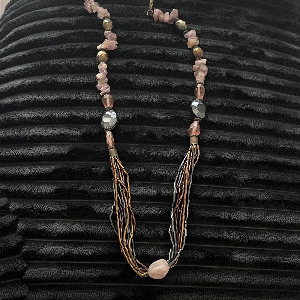 Elegant Purple, Black and silver Metals Beaded Necklace